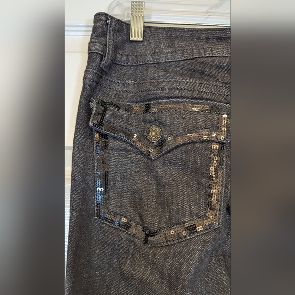Buffalo David Bittone black Panettire stretch boot cut sequence detail jeans 30 - Picture 3 of 9